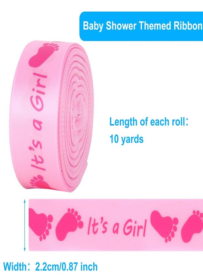 وولاين شريطان من شرائط الزينة لحفلات استقبال المولود، بطول 20 ياردة، باللونين الأزرق والوردي، من الساتان، مناسبان لتغليف الهدايا بنقشة أقدام المولود، ولحفلات استقبال المولود، ولتغليف هدايا الحفاضات، وكعكات أعياد الميلاد، ولأعمال الزينة اليدوية. - Image 2